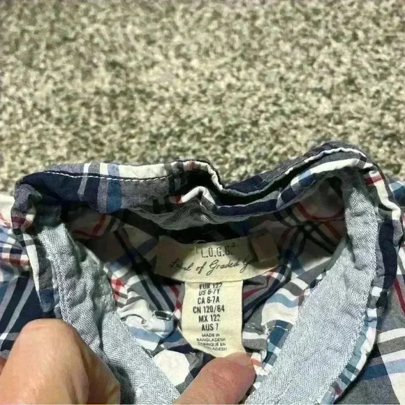 L.O.G.G. H&M Boys Button Down Shirt Plaid Multi-Color Youth Sz 6-7Y America - Picture 6 of 8